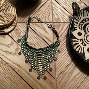 🆕 Free People tribal collar choker necklace boho bib green gypsy jewelry